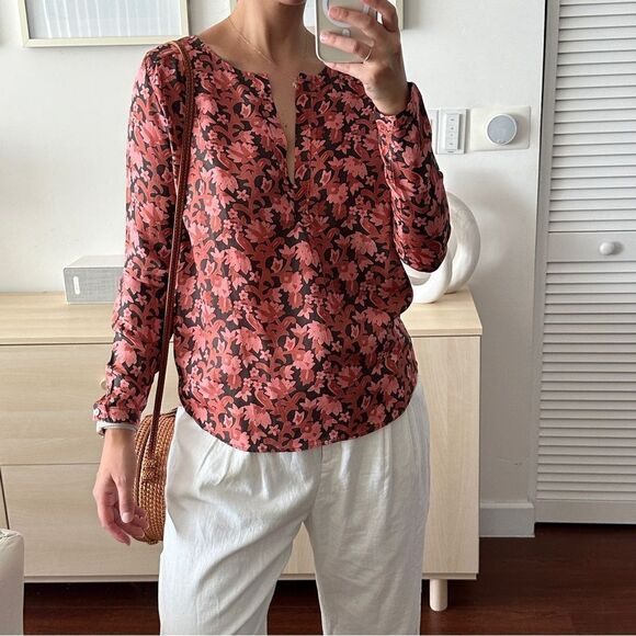 38. Calypso st. Barth 100% silk floral print blouse - Picture 1 of 9